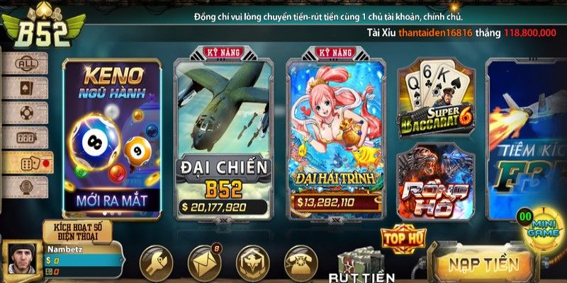 B52 Club chơi game bắn cá đổi thưởng nổ hũ