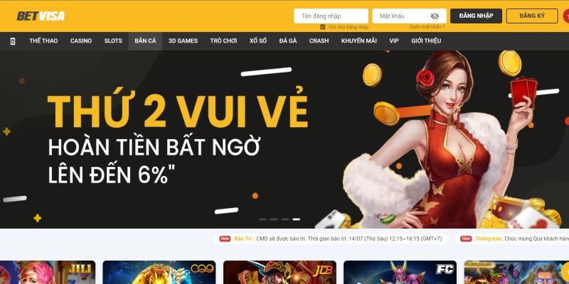 BETVISA nhà cái Game Slot đổi thưởng đăng cấp