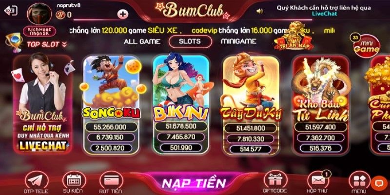 Bum club thương hiệu slot game đổi thưởng đẳng cấp