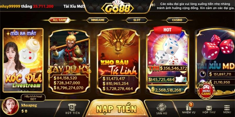 Cổng game Go88 đa dạng hình thức nổ hũ cho anh em lựa chọn