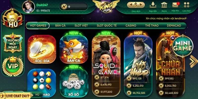 Kingfun sân chơi Nổ hũ online, Tài Xỉu trực tuyến thả ga