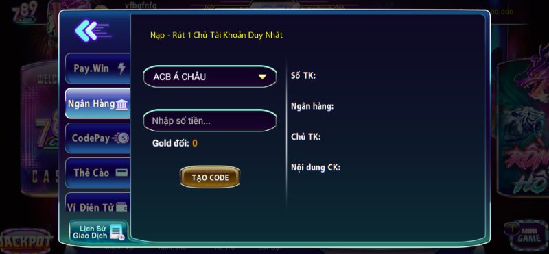 Thao tác nạp tiền 789Club nhanh chóng trong 3 phút