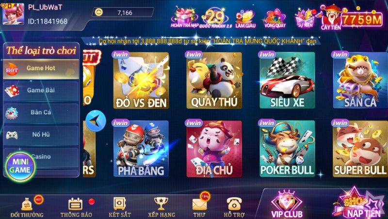 Giao diện game đa dạng