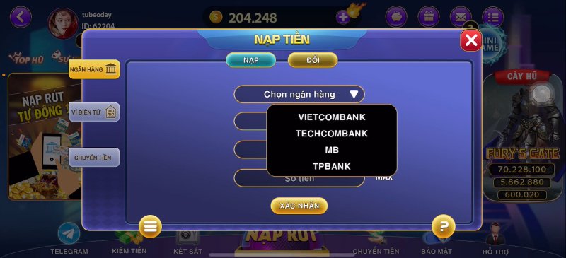 Thao tác rút tiền Mely Vin từ ví game về tài khoản cá nhân