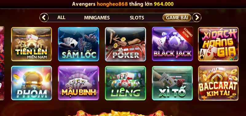 Game bài đa dạng