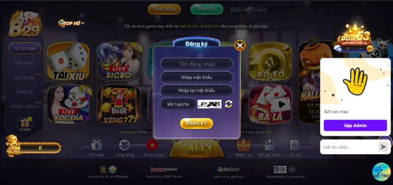 Hướng dẫn tân binh đăng ký B29 đơn giản để chơi game