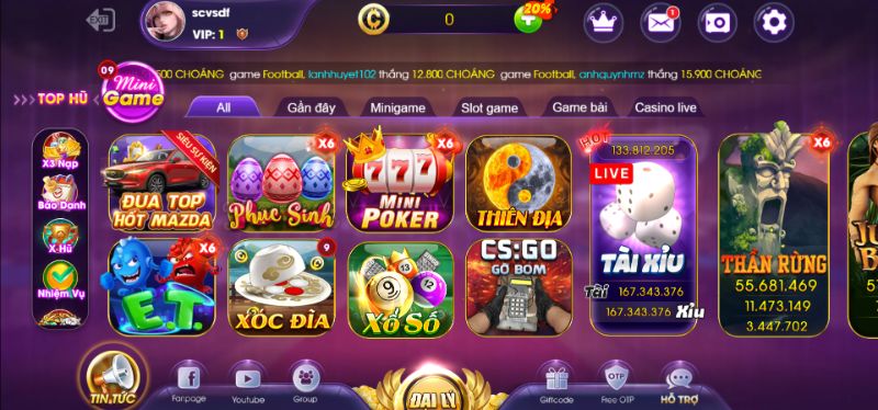 Tổng hợp sảnh trò chơi Choáng Game hấp dẫn bet thủ