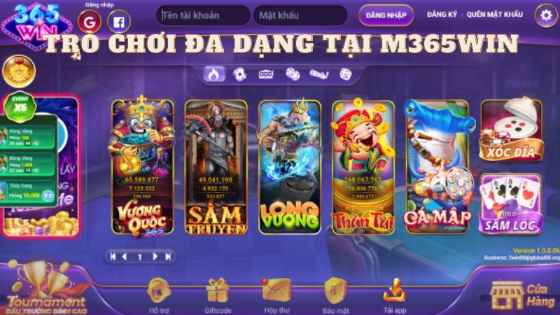 Đa dạng trò chơi tại nhà cái m365win