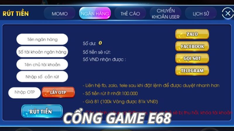 Hướng dẫn cách nạp rút sau khi tải game bài đổi thưởng tặng vốn e68