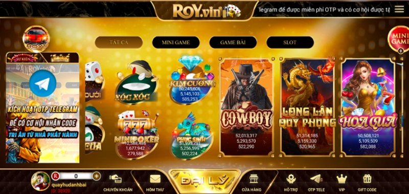 Các sách sảnh game RoyVin chính thức