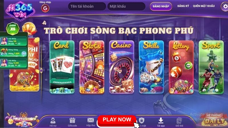 Trò chơi sòng bài trực tuyến tại m365win phong phú và đa dạng