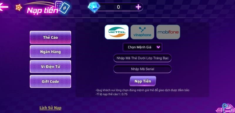 Hướng dẫn nạp tiền VIP CLUB